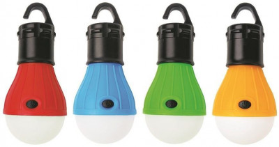 Strend Pro Camping C748, lampă de camping, &amp;icirc;n formă de bec, 3xAAA, roșu/albastru/verde/portocaliu, 12 buc. foto