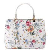 Cumpara ieftin Geanta alba cu imprimeu floral din piele naturala 1330 M9