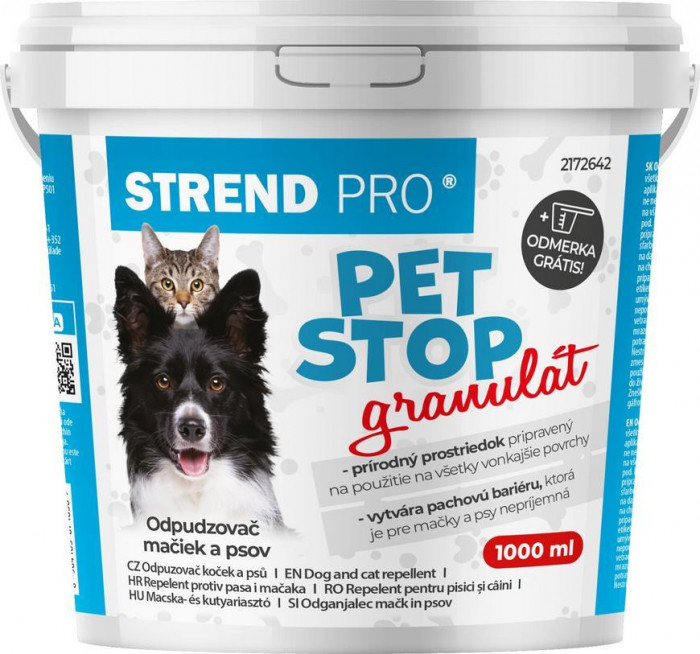 Repelent Strend Pro PET STOP, granulat, 1000 ml, descurajator natural pentru c&acirc;ini, pentru pisici, pentru c&acirc;ini, repelent