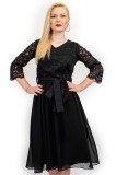 Rochie Eleganta De Nunta Neagra Moze Midi Cu Dantela - S(36)