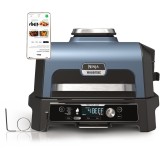 Gratar electric cu functie de afumare Ninja Woodfire Pro Connect XL BBQ Grill OG901, 1700W, 7 programe, placa cu invelis ceramic tip grill 45 x 29 cm,