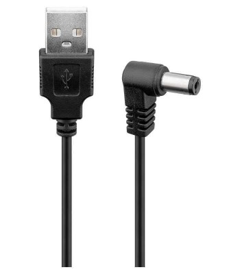 Cablu USB - DC 5.5 x 2.5 mm 90 grade 1.5m negru Goobay 55156 foto