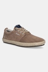 Pepe Jeans espadrile din piele &icirc;ntoarsă TOURIST WEST culoarea verde, PMS10336