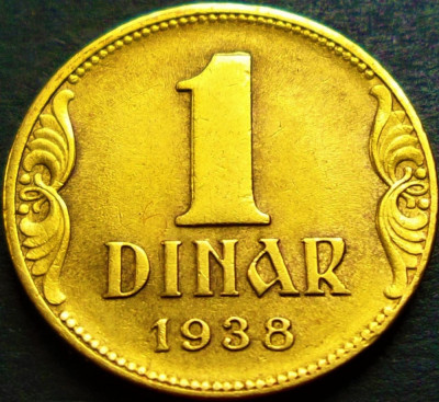 Moneda istorica 1 DINAR - YUGOSLAVIA, anul 1938 *cod 539 B foto