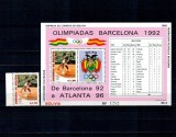 Bolivia 1992 - Jocurile Olimpice, tenis, serie si colita neuzata
