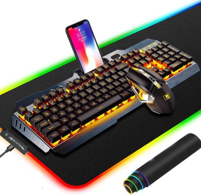 Set tastatură și mouse pad RGB pentru jocuri 2.4G re&amp;icirc;ncărcabil fără fir foto