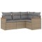 Set canapele de gradina, 4 piese, cu perne, mix bej, poliratan