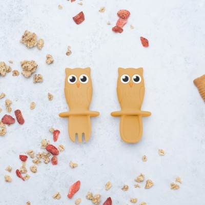Set tacamuri din silicon, appekids, owl - honey foto