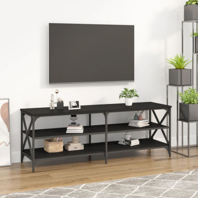 Comodă TV, negru, 140x40x50 cm, lemn prelucrat foto