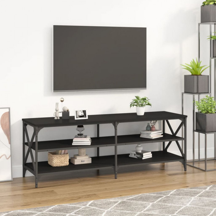 Comodă TV, negru, 140x40x50 cm, lemn prelucrat