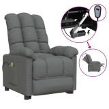 vidaXL Fotoliu de masaj rabatabil electric, gri &icirc;nchis, textil