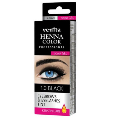 Vopsea de gene si sprancene Henna Color Gel, Negru, 1.0, Venita, 15ml foto