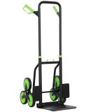 DURHAND Cărucior Portbagaj pentru Scări cu 6 Roți, Pliabil, Capacitate 120kg, Cadru din Oțel, M&acirc;ner PP, pentru Mutări, Grădinărit, Obiecte Grele, Verd