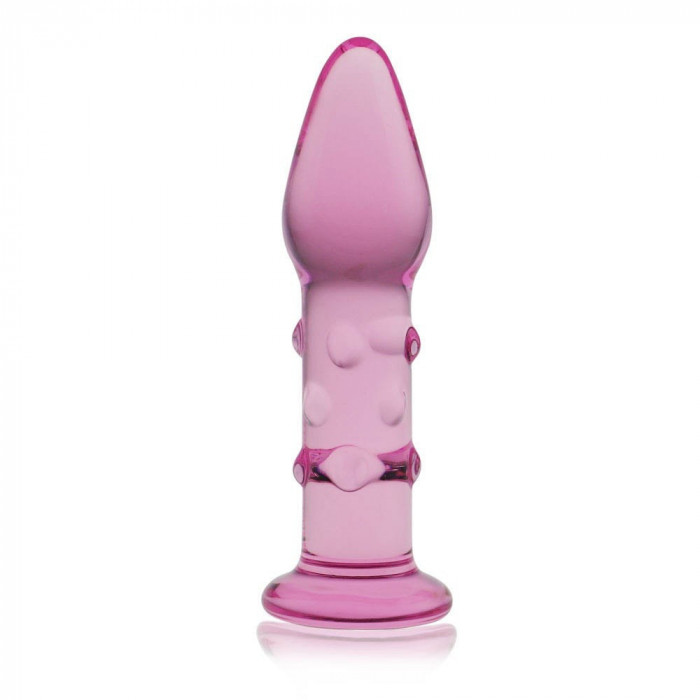 Dop Anal Din Sticla Borosilicata Glass Romance, Roz, 14 cm