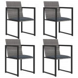 Set mobilier de exterior cu perne, 5 piese, gri, poliratan