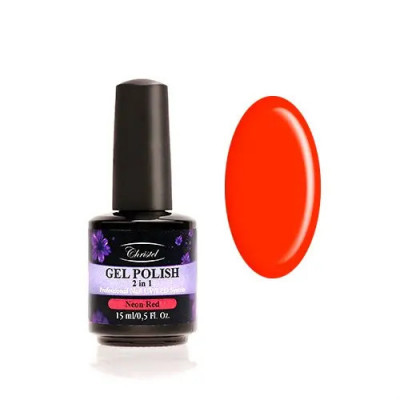 Christel Neon Red 15ml - Soak off gel, 2in1 foto