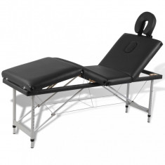 Masa masaj pliabila, 2 zone, negru, cadru aluminiu foto