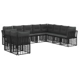 vidaXL Set de canapele de exterior cu pernă 8 pcs Negru Poliester 3437503