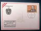 Plic FDC Austria 1984 &ndash; Gregor Mendel, ESPA&Ntilde;A '84 Madrid, Genetica -A45
