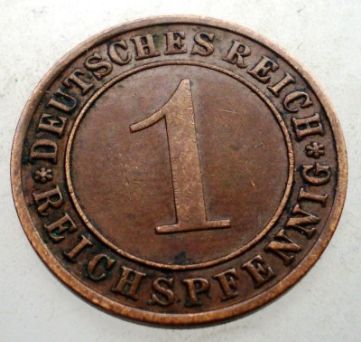 B.176 GERMANIA WEIMAR 1 REICHSPFENNIG 1933 F foto