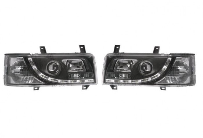 Set faruri VW Transporter (T4)/Caravelle/Multivan, 07.1990-03.2003, Multivan, Transporter, partea Stanga+Dreapta, Tuning, Fata, cu lumina de parcare