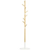 HOMCOM Cuier Vertical cu 8 C&acirc;rlige cu Bază Rotundă din Bambus, Lemn și Metal, &Oslash;37,8x175,6 cm, Lemn Natural | Aosom Romania