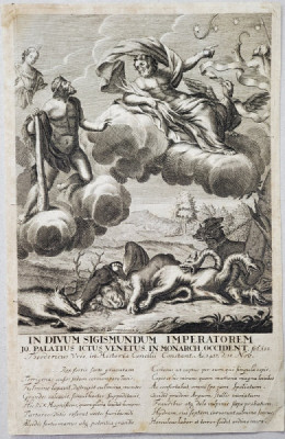 JOHAN MARTIN BERNIGEROTH 1713 - 1767 , &amp;#039;&amp;#039; IN DIVINUM SIGISMUNDUM IMPERATORIEM &amp;#039;&amp;#039; , GRAVURA , SEC. XVIII foto