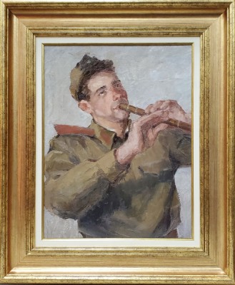 Soldat cantand la fluier - Nesemnat foto