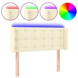 Cumpara ieftin Tablie de pat cu LED, crem, 93x16x78/88 cm, piele ecologica