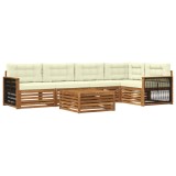 vidaXL Set de canapele de exterior cu pernă 6 pcs Natural și Crem 3383383