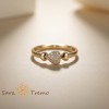 Inel SaraTremo Inimă Delicată, Placat Aur 14K cu Zirconia Albe - Bijuterie Elegantă