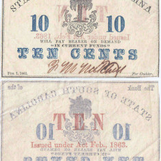 1863 (February 1), 10 Cents - Carolina de Sud- SUA