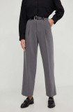 Cumpara ieftin Answear Lab pantaloni femei, culoarea gri, drept, high waist