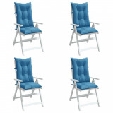 vidaXL Perne scaun spătar &icirc;nalt 4buc melanj albastru 120x50x7cm textil