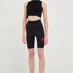 Puma pantaloni scurți de antrenament X Vogue femei, culoarea negru, cu imprimeu, high waist 535080-01