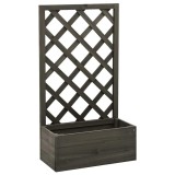 Cumpara ieftin Jardiniera cu spalier de gradina, gri, 50x25x90 cm, lemn brad
