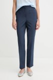 Sisley pantaloni culoarea bleumarin, fason tigareta, high waist, 490TLF06J