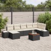 VidaXL Set de Sofa de Grădină 8 pcs Negru, alb Ratan, Poliester