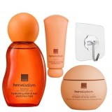 Cumpara ieftin Set cadou portocaliu Avon HerWisdom Baobab pentru corp si par, crema aerata 180 ml, balsam reparator Wonderbalm 50 ml, spray parfumat, cuier autoadezi