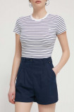 Tommy Jeans pantaloni scurți femei, culoarea bleumarin, uni, high waist, DW0DW17775