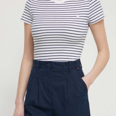 Tommy Jeans pantaloni scurți femei, culoarea bleumarin, uni, high waist, DW0DW17775