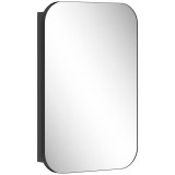 HOMCOM Dulap cu oglindă pentru baie, dulap de baie cu oglindă, dulap suspendat cu poliță reglabilă, 40 x 10 x 60 cm, Negru | Aosom Romania