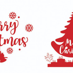 Sticker decorativ, Merry Christmas , Rosu, 85 cm, 4917ST