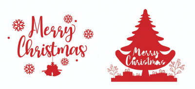 Sticker decorativ, Merry Christmas , Rosu, 85 cm, 4917ST foto