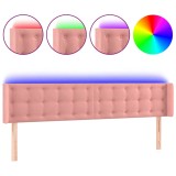 Cumpara ieftin Tablie de pat cu LED, roz, 163x16x78/88 cm, catifea
