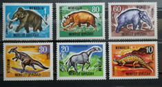 BC369, Mongolia 1967, 6 timbre fauna, dinozauri foto