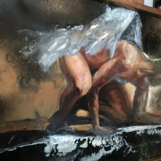 Galerie arta online Tablou abstract original, pictura abstracta nud barbat