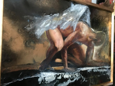 Galerie arta online Tablou abstract original, pictura abstracta nud barbat foto