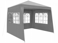 Cort pavilion pentru curte, gradina sau evenimente, pereti laterali cu ferestre, dimensiuni 3x3m, culoare Gri foto