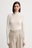 Simona Corsellini pulover de l&acirc;nă culoarea bej, light, cu guler, A25CPMGE0201